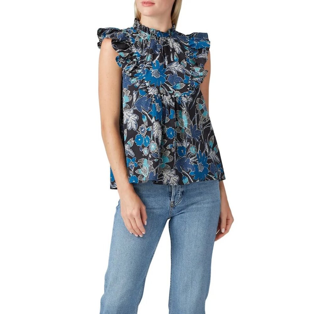 Ulla Johnson Blue Floral Ida Top